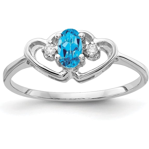 14k White Gold Polished .03ct. Diamond & 5x3 Oval Gemstone Ring Mounting - Ring Size 6.0 no stones included