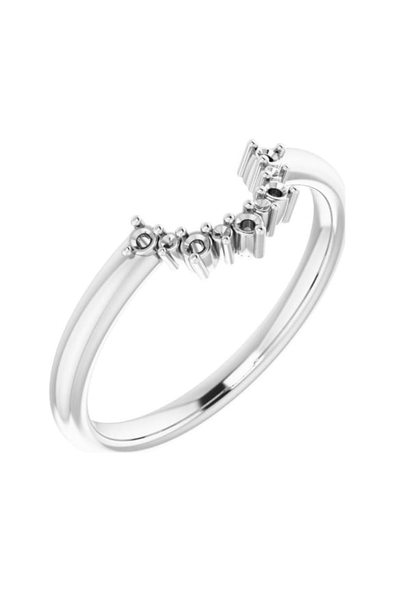 14k White Gold Polished .07 Carat Diamond Contour Band Size 7 Jewelry for Women - 2.4 Grams