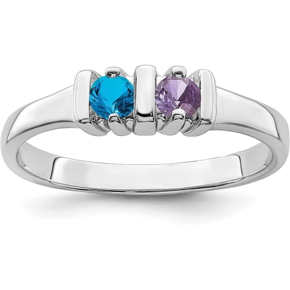 14k White Gold Polished 2-Stone Mothers Ring Mounting no stones included - 2.2gm