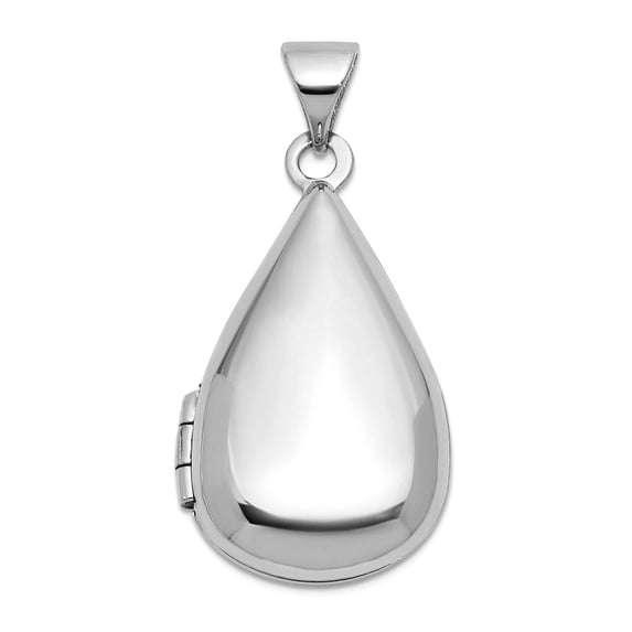 14k White Gold Polished 21x13mm Teardrop Shaped Locket Locket Necklace for Women - 1.5 Grams