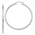 thumbnail image 1 of 14k White Gold Polished 2mm Hinged Hoop Earrings - 2.3 Grams - Measures 45x46mm Wide 2mm Thick, 1 of 2