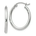 thumbnail image 1 of 14k White Gold Polished 2mm Oval Tube Hoop Earrings - 1.1 Grams - Measures 19x17mm, 1 of 2
