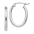thumbnail image 1 of 14k White Gold Polished 2mm Oval Tube Hoop Earrings, 1 of 4