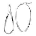 thumbnail image 1 of 14k White Gold Polished 2mm Wavy Hoop Earrings 39.17x21.44mm Wide 2mm Thick Hoop Earring for Women, 1 of 2