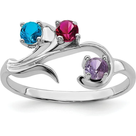14k White Gold Polished 3-Stone Mothers Ring Mounting no stones included - 2.6gm