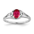 thumbnail image 1 of 14k White Gold Polished 7x5mm Oval Ruby Ring Size 6.00 Ring for Women - .60 cwt, 1 of 2