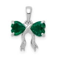 thumbnail image 1 of 14k White Gold Polished Created Emerald Bow Pendant, 1 of 2