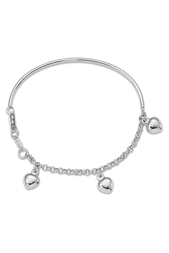 14k White Gold Polished Dangle Heart Baby Bracelet