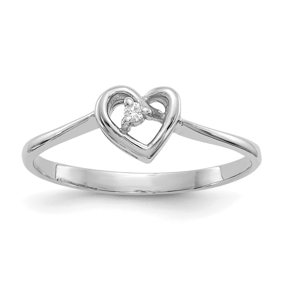 14k White Gold AA Diamond Heart Ring Y4186AA - Walmart.com