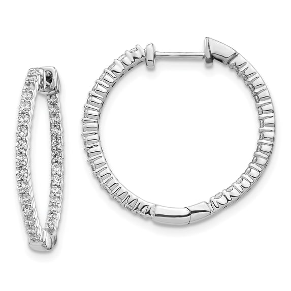 14k White Gold Polished Diamond In/Out Hinged Hoop Earrings 14k White Gold Earrings