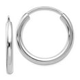 thumbnail image 1 of 14k White Gold Polished Endless 2mm Hoop Earrings 14x14mm Wide 2mm Thick Hoop Earring for Women, 1 of 2