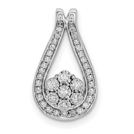 14k White Gold Polished Fancy Diamond Slide Measures 18.73x10.5mm Wide 4.62mm Thick Jewelry for Women