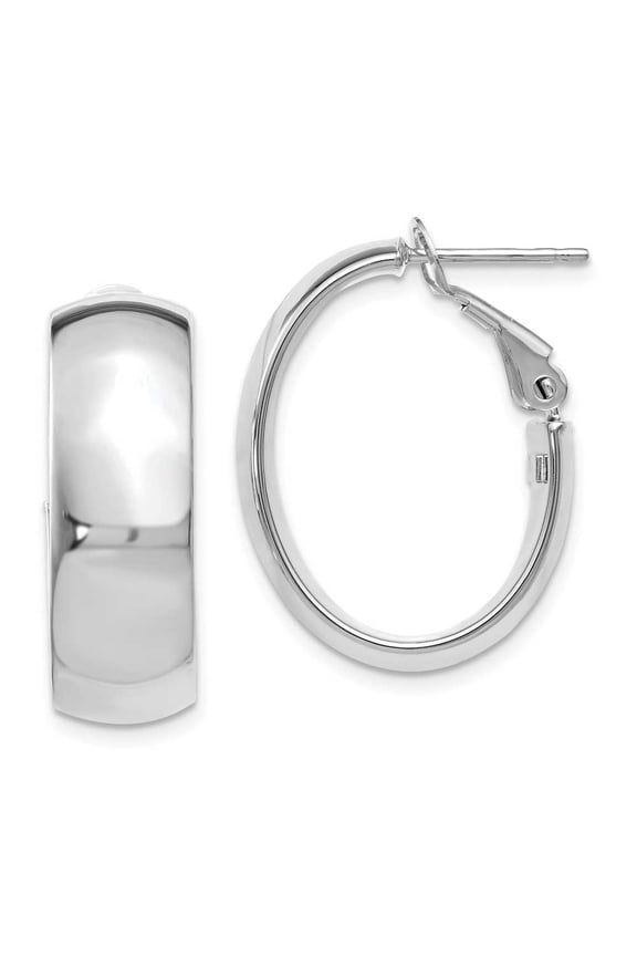 14k White Gold Polished Finish Hoop Earrings