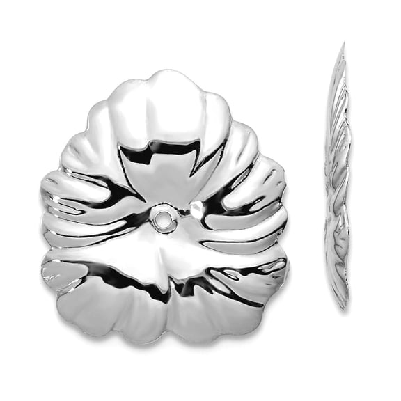 14k White Gold Polished Floral Earrings Jackets 15x14mm Wide Earring Jacket for Women - .8 Grams