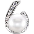 thumbnail image 1 of 14k White Gold Polished Freshwater Cultured Pearl and .07 Dwt Diamond Pendant Necklace Pendant for Women, 1 of 2