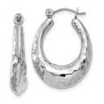 thumbnail image 1 of 14k White Gold Polished Hammered Hoop Earrings, 1 of 4