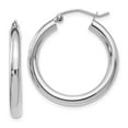 thumbnail image 1 of 14k White Gold Polished Hinged Hoop Earrings - 1.8 Grams - Measures 26x25mm Wide 3mm Thick, 1 of 2