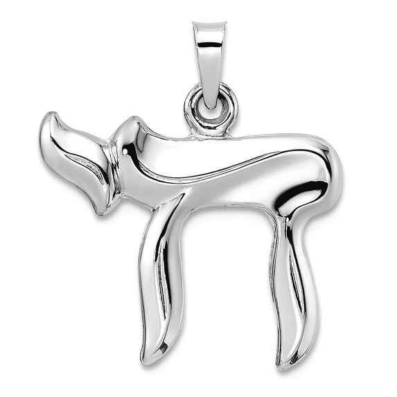 14k White Gold Polished Hollow Chai Symbol Pendant Necklace 22x19.82mm Wide 2.04mm Thick Pendant for Women