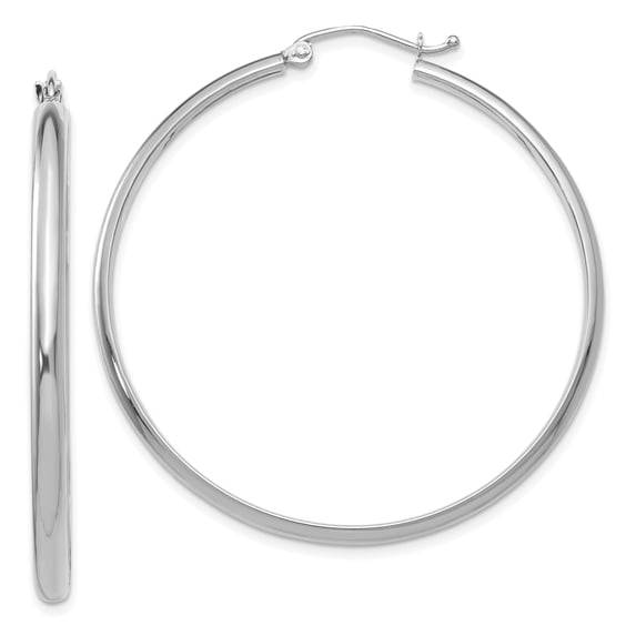 14k White Gold Polished Hoop Earring 14k White Gold Earrings