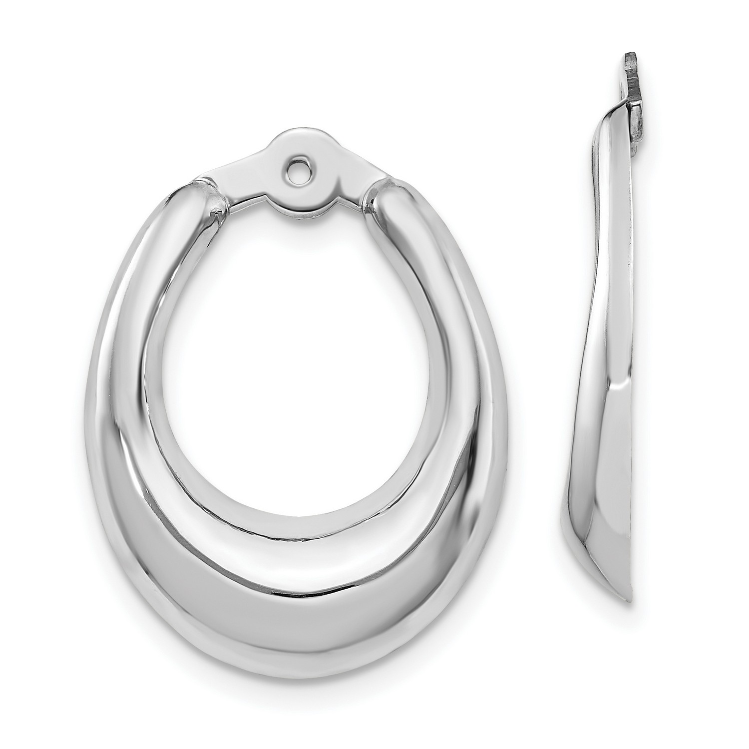 14k White Gold Polished Hoop Earring Jackets 25x18 mm - image 1 of 5