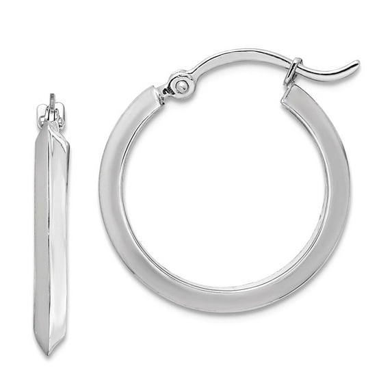 14k White Gold Polished Hoop Earrings 19.5x18.8mm Wide 2.25mm Thick Hoop Earring for Women