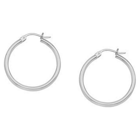 14k White Gold Polished Hoop Earrings Measures 2x15mm - .9 Grams