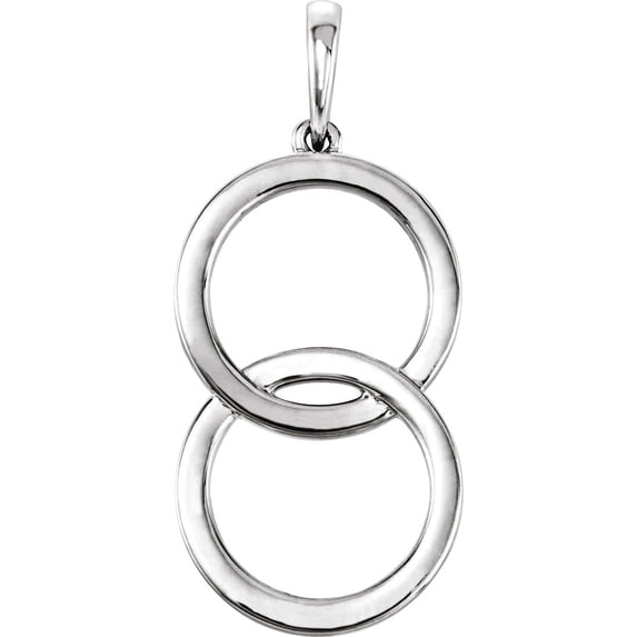 14k White Gold Polished Interlocking Circle Pendant Necklace Pendant for Women - 1.8 Grams