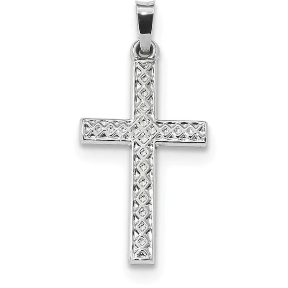 14k White Gold Polished Lattice Cross Pendant XR1576
