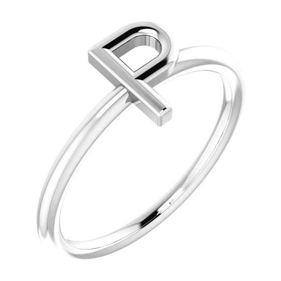 14k White Gold Polished Letter Name Personalized Monogram Initial Ring Size 7 Ring for Women