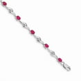 thumbnail image 1 of 14k White Gold Polished Lobster Claw Closure With White Sapphire and Ruby Gemstone Bracelet, 1 of 4