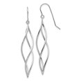 thumbnail image 1 of 14k White Gold Polished Long Twisted Dangle Earrings, 1 of 2
