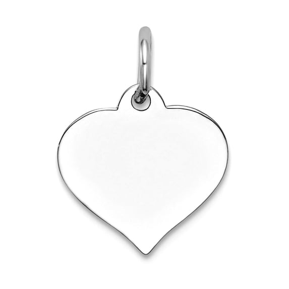 14k White Gold Polished Love Heart Disc Charm 17x12mm Wide Pendant Necklace for Women - .4 Grams