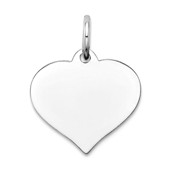 14k White Gold Polished Love Heart Disc Charm 18x14mm Wide Pendant Necklace for Women - 1.6 Grams