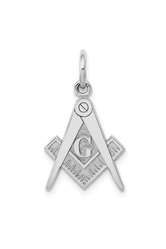 14k White Gold Polished Masonic Charm - 1.0 Grams - Measures 20.9x12.3mm