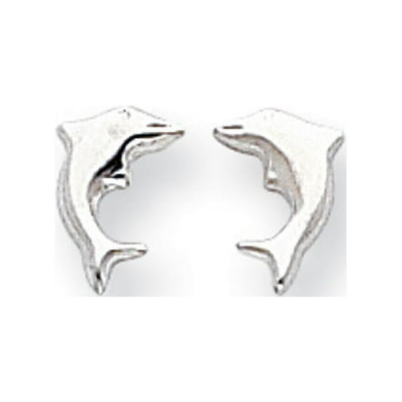 14k White Gold Polished Open back Post Earrings Small Dolphin Earrings Measures 8x6mm Jewelry Gifts for Women