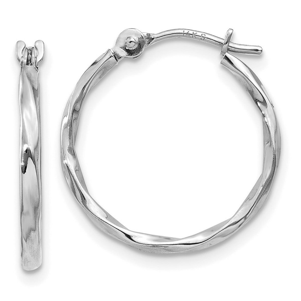14k White Gold Polished Hoop Earrings (1.5x45mm)