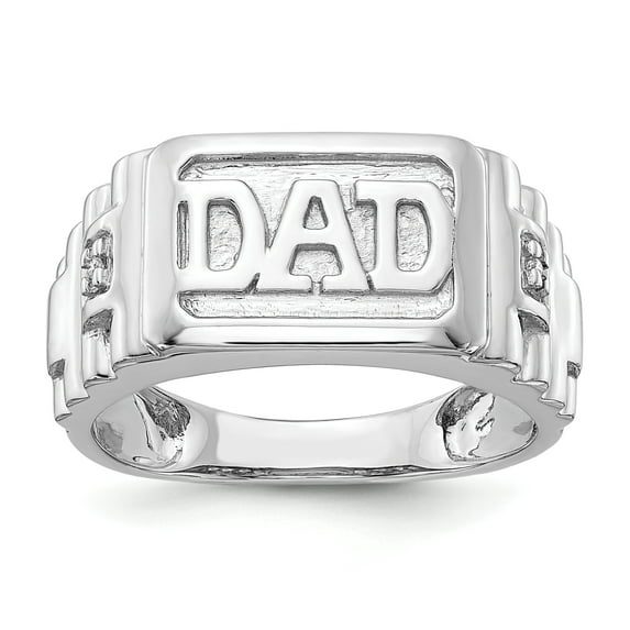 14k White Gold Polished Prong set Not engraveable Diamond mens ring Size 10 Jewelry Gifts for Men