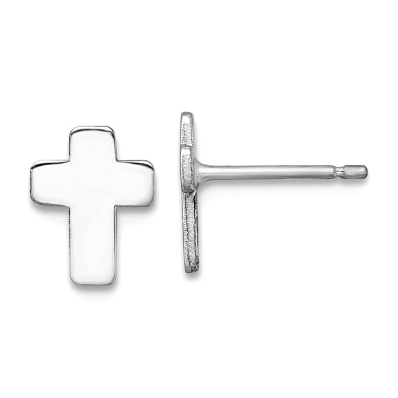 14k White Gold Polished Religious Faith Cross Post Earrings Stud Earring for Women - .8 Grams