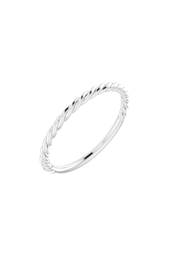 14k White Gold Polished Rope Band Size 8 Ring for Women and Men - 1.7 Grams