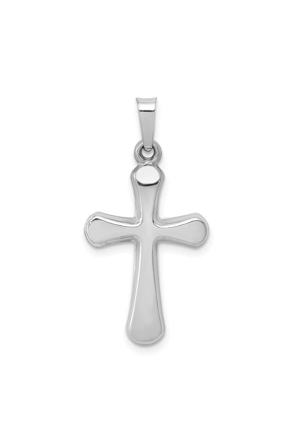 14k White Gold Polished Rounded Cross Pendant