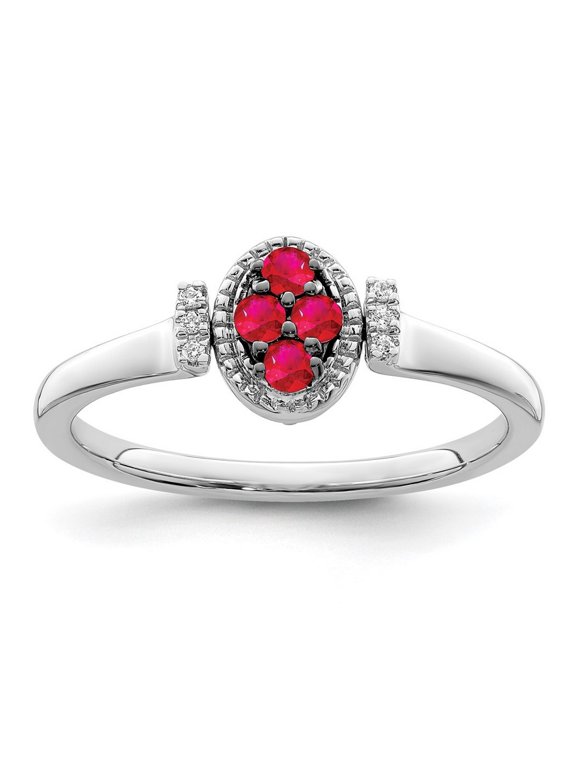 14k White Gold Polished Ruby and Diamond Flip Ring Size 7.00 Jewelry for Women - 2.7 Grams