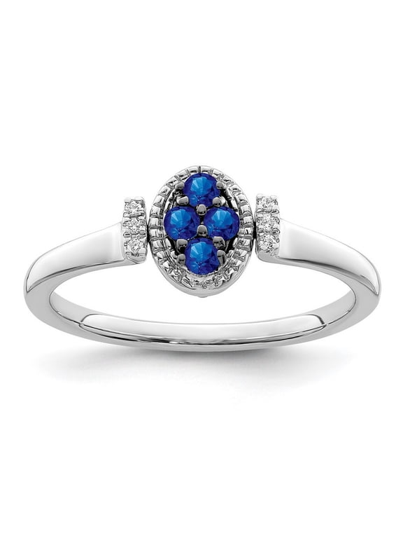 14k White Gold Polished Sapphire and Diamond Flip Ring Size 7.00 Jewelry for Women - 2.5 Grams