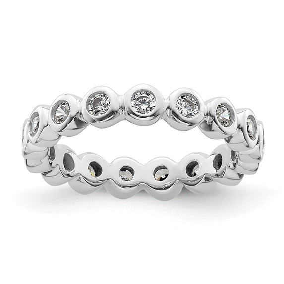 14k White Gold Polished Size 4 Bezel-set 1/2 carat Diamond Complete Eternity Band