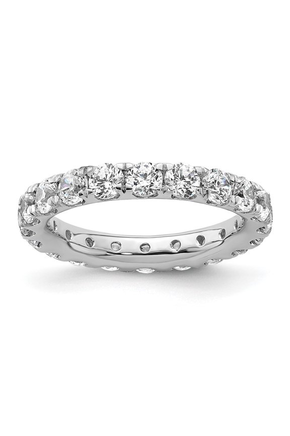 14k White Gold Polished Size 5 U-Shared Prong 2 carat Diamond Complete Eternity Band
