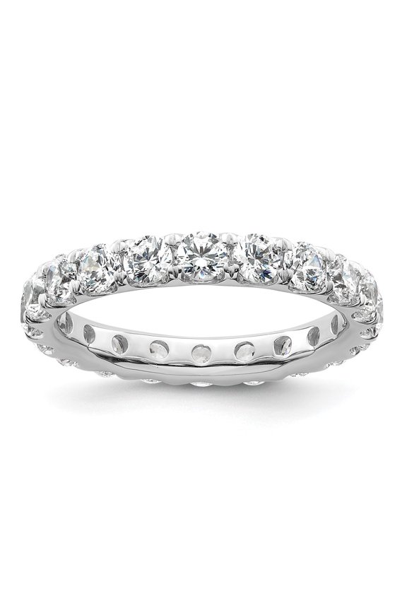 14k White Gold Polished Size 8 U-Shared Prong 3 carat Diamond Complete Eternity Band