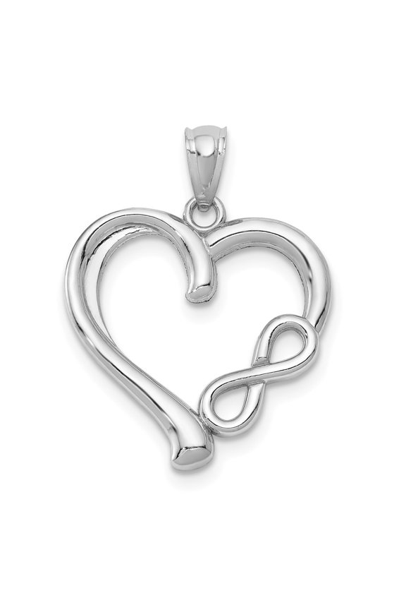 14k White Gold Polished Small Infinity Heart Pendant Charm