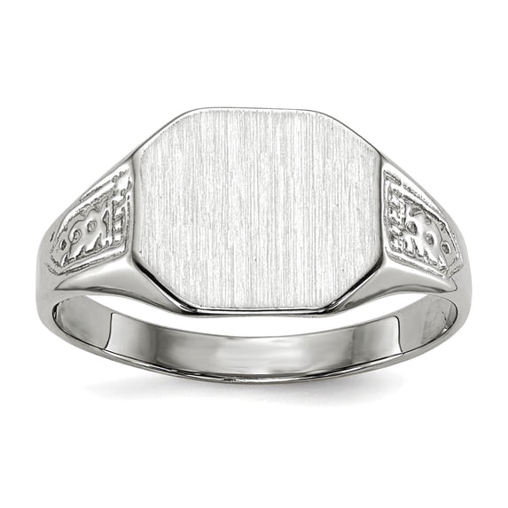 14k White Gold Polished Solid Back Signet Ring Size 6 Ring for Women - 2.9 Grams