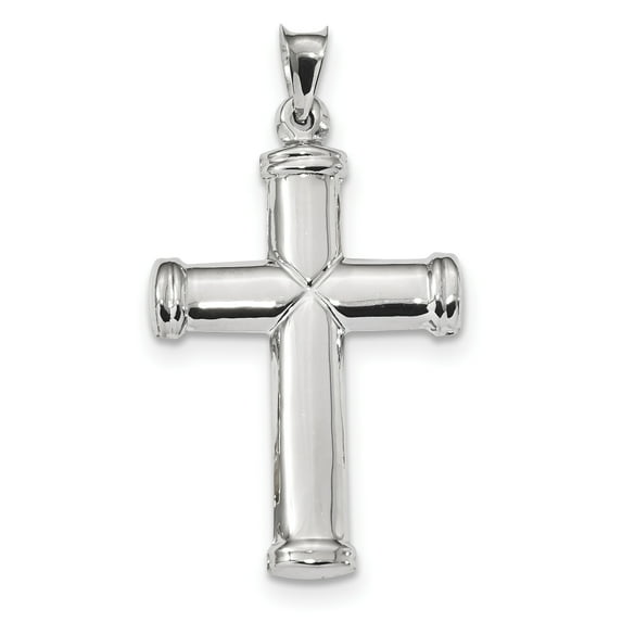 14k White Gold Polished Stamping Cross Pendant K6218