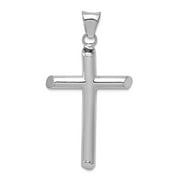 JEWELRYWEB 14k White Gold Polished Tube Religious Faith Cross Pendant Necklace 32.3x17.17mm Wide 2.9mm Thick-Pendant for Women
