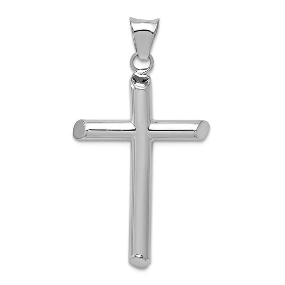 14k White Gold Polished Tube Religious Faith Cross Pendant Necklace 32.3x17.17mm Wide 2.9mm Thick Pendant for Women
